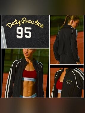 Anthropologioe Daily Practice Zip-Up Knit Jacket Black & White Medium NWT$138